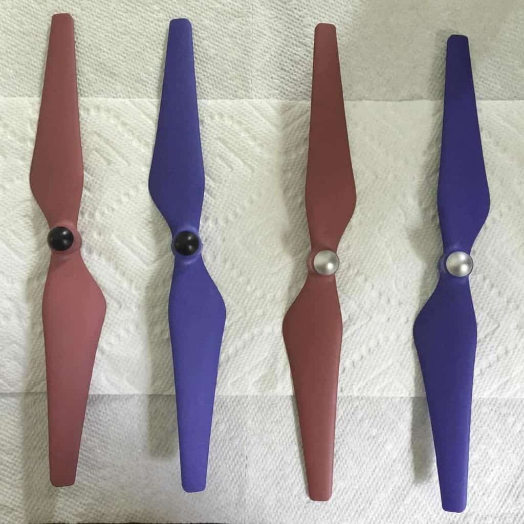 Phantom 3 Propellers Dyed Blue and Red with RIT Dye