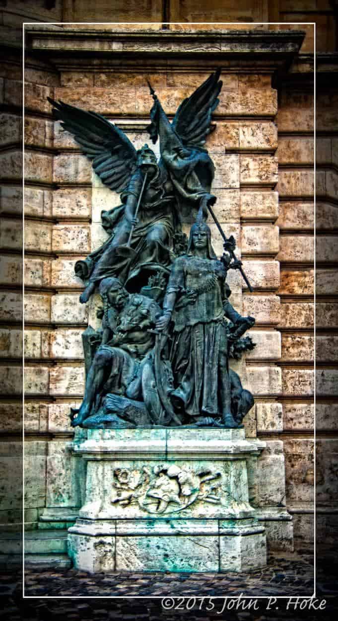 A bronze statue at the Buda Castle Hill Area