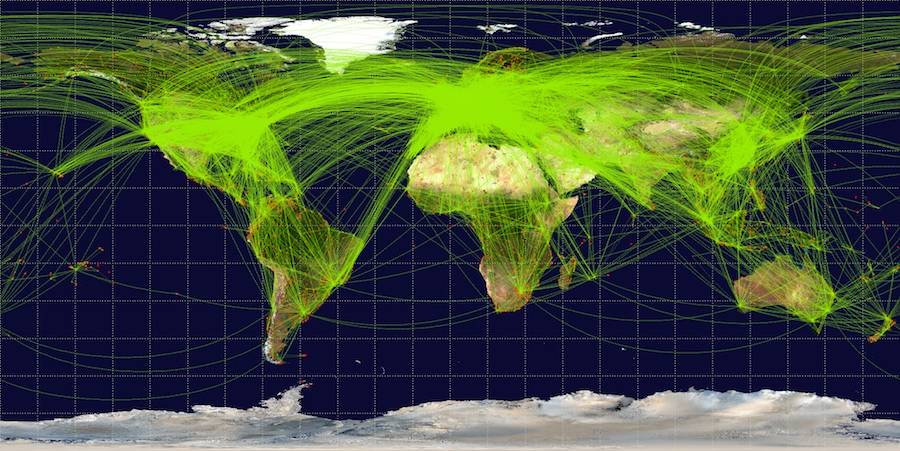 Travel - Worldwide Airline Route Map