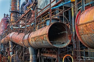 HDR Image of rusting industrial buildings of a former steel mill at Steel Stacks, Bethlehem, PA