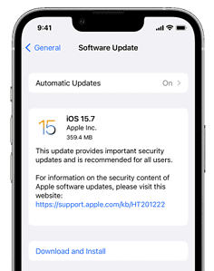 Mobile Device Security: iOS Updates Screen