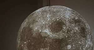 A lithophane print of the Moon globe lit from inside