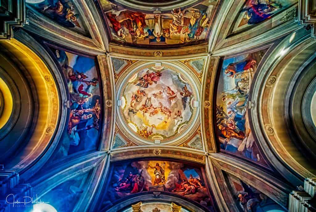 HDR photograph of the ceiling panels of the Chapel in Como, Italy outside of Milan