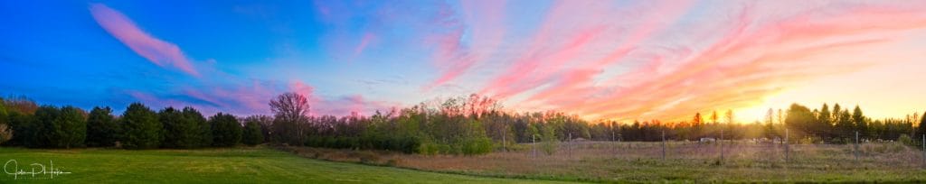 Panorama of an amazing sunset over the Poconos
